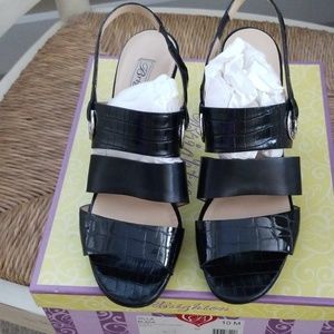 Brighton Villa Black crocodile heels